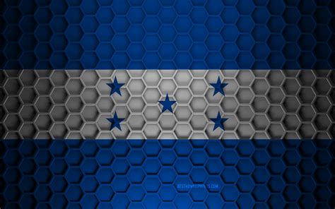 Download Wallpapers Honduras Flag 3d Hexagons Texture Honduras 3d