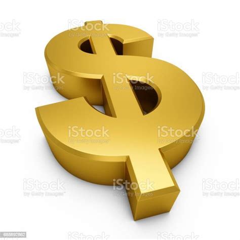 3d Rendering Golden Dollar Sign Isolated On White Background Stock