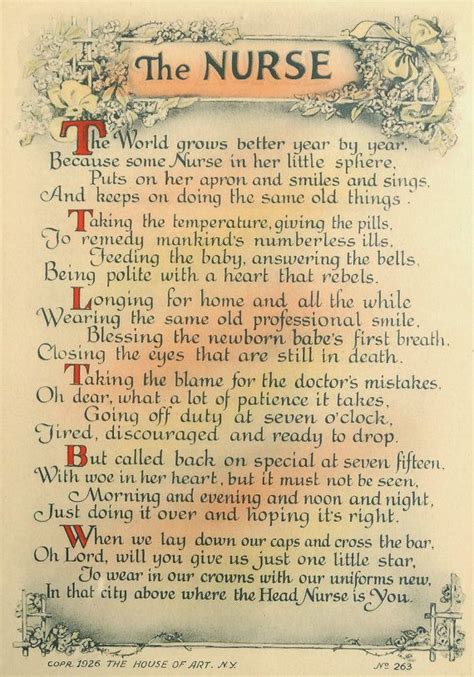 Antique 1926 The Nurse Poem Motto Art Print Framed Beautiful Nurse