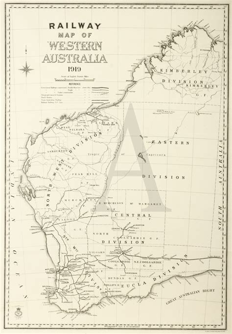 Railway Map Of Western Australia 1919 Antique Print Map Room