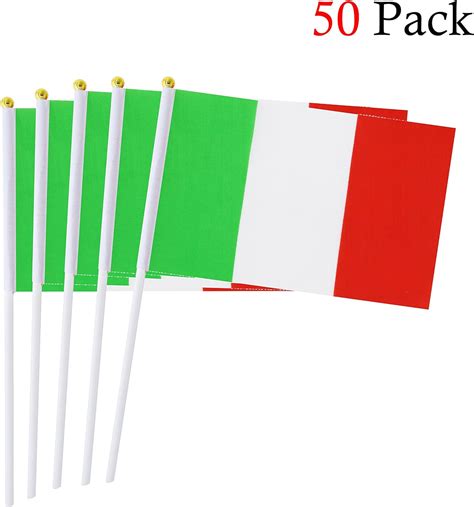 Italy Stick Flag 55 X 83 Inch Small Hand Held Flag Of 50 Pcs Mini