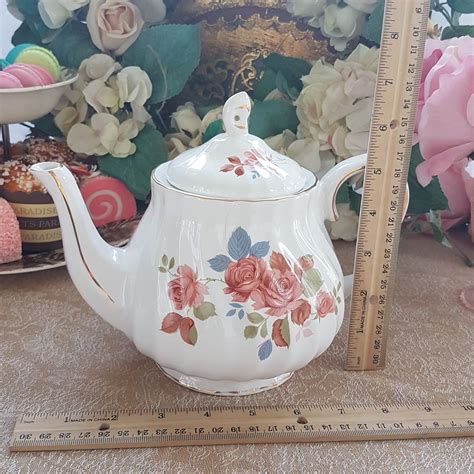 Vintage Sadler Windsor Teapot Full Size Pink Roses Porcelain Teapot