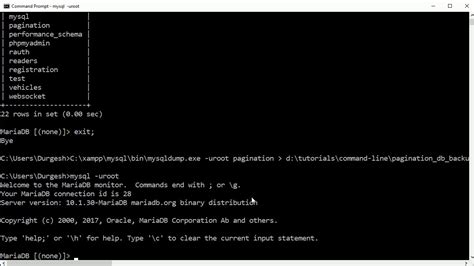 In the following example we are deleting comment having commentid 10. MySQL command line database backup and restore in windows ...