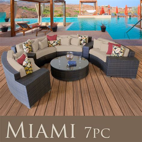 Miami New Modern Outdoor Wicker Patio 7 Piece Furniture Set Sand Free