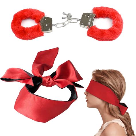 Mua Metal Handcuffs With 2 Keyssatin Blindfold Fluffy Handcuffs Playcosplay Costume Props For