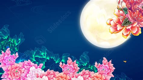 Flower Traditional Moon Festival Chinese Powerpoint Background For Free