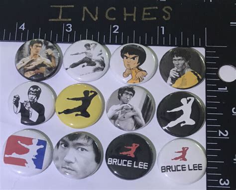 Bruce Lee 12 Pins One Inch Pin Legends Martial Arts Flying Kick Kung Fu