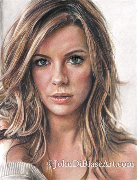 Colored Pencil Drawing Of Kate Beckinsale The Artwork Of John Dibiase