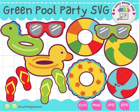 Pool Party Dinosaur Clipart Svg Duck Pool Float Svg Summer Etsy