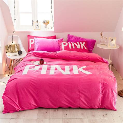 Purple, pink, blue, white bedding sets. Cute Bed Set Queen Size Victoria Secret Pink in 2020 ...