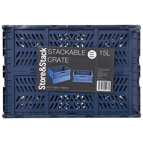 Stackable Crate Navy 15l The Reject Shop