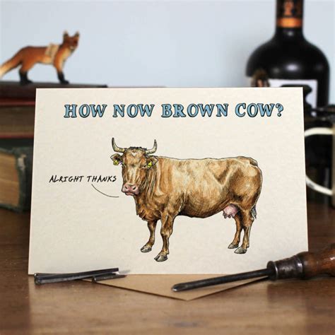 How Now Brown Cow Card Funny Cow Card Bewilderbeest