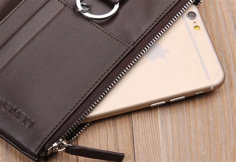 Genuine Leather Wallet Credit Card Holder Car Key Keychain