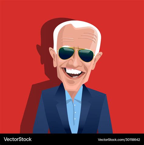 Caricature Joe Biden Wearing Sunglasses Royalty Free Vector