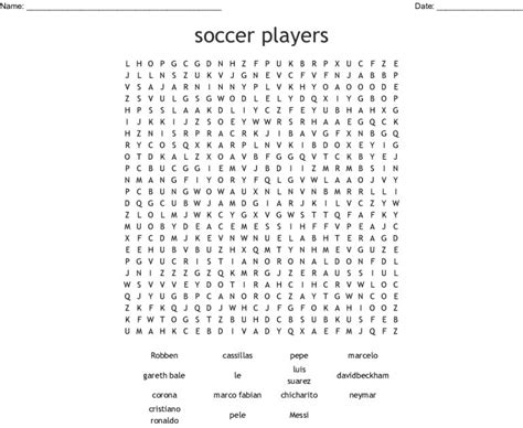 Soccer Players Word Search Wordmint Word Search Printable