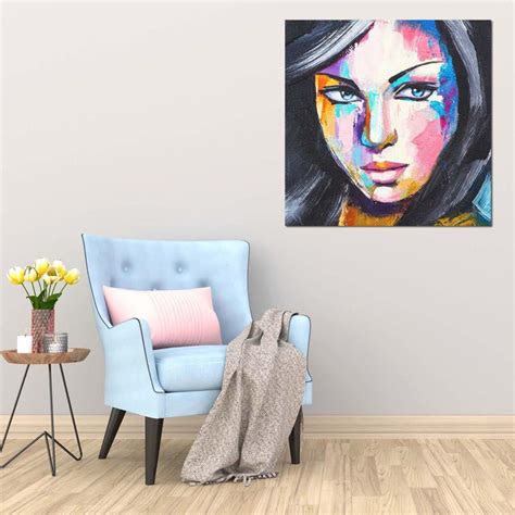 Canvas Wall Art Abstract Painting Questioning Look Woman Emotion 80
