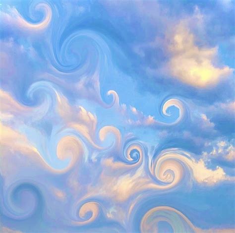 Blue Swishy Clouds Aesthetic Blue Ocean Clouds Art