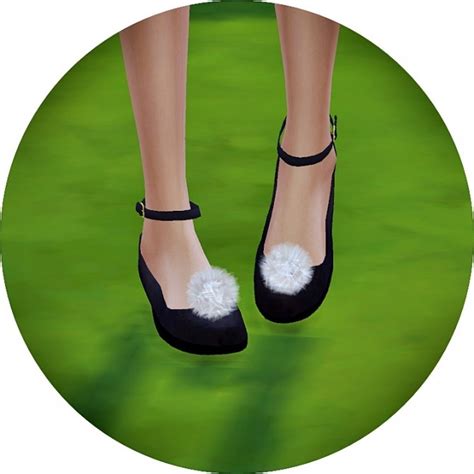 Pompom Ankle Strap Flat Shoes At Marigold Sims 4 Updates