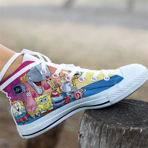 Spongebob Hightop Squarepants Canvas Shoes Custom Shoes Etsy