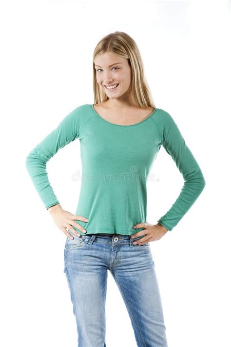Beautiful Young Woman Smiling Stock Image Image Of Color Hips 16147643