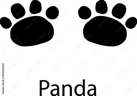 Panda Footprint Track Bear Paw Step In Black Color On White Background