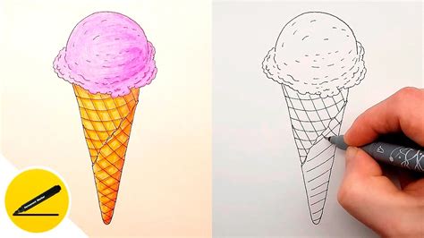 How To Draw A Ice Cream Cone Step By Step Youtube