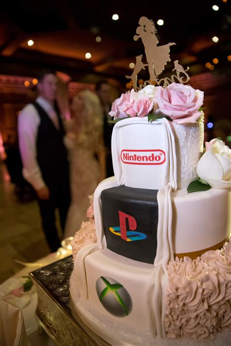 Creative Double Sided Cake Idea With A Nintendo Theme Grooms Cake On The Back Of A Elegant