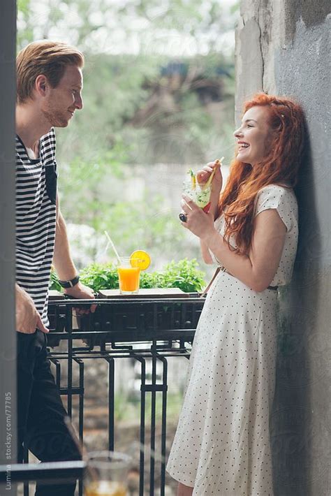 Ginger Couple Having A Drink On A Balcony By Lumina Redhead Pictures