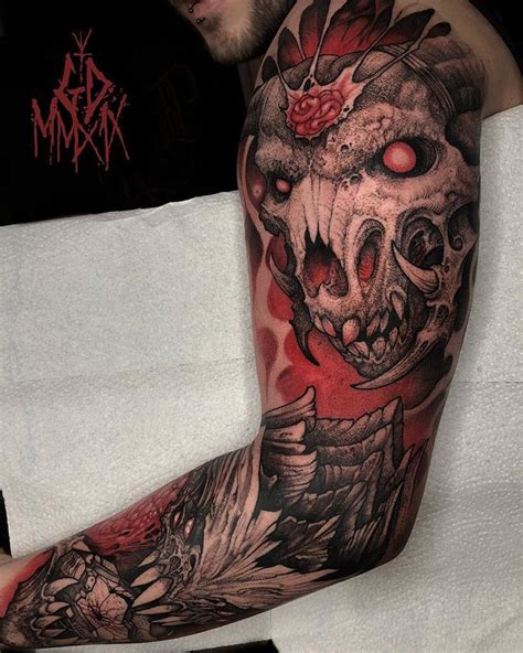 There are many tattoos that honor god (crosses, verses. #DOOM related sleeve in progress. Added the Icon of Sin ...