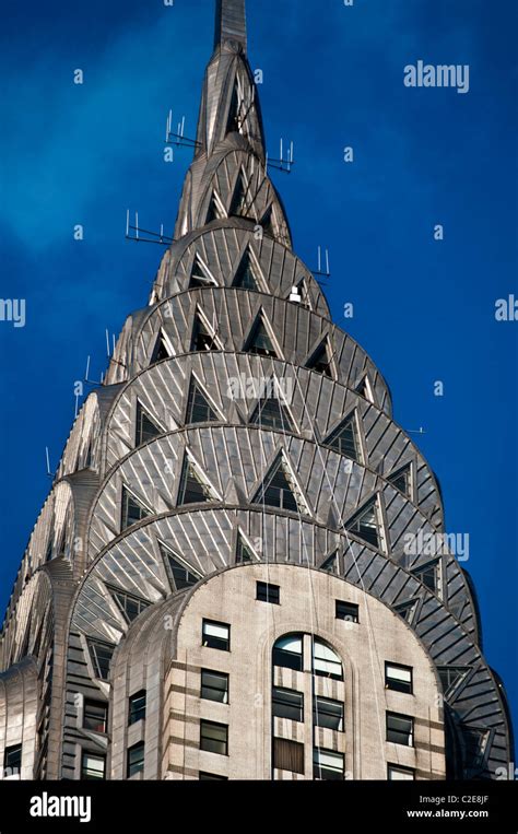 Chrysler Building Steel Spire Blue Sky Background Manhattan New York