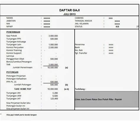 Materai ini berfungsi sebagai pengesahan atau. Contoh Slip Gaji Bekerja Sendiri - Download Kumpulan Gambar