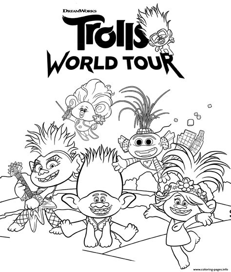 Dreamworks Trolls World Tour Coloring Page Printable
