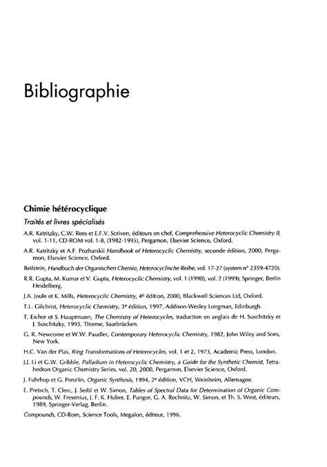 Bibliographie Bibliographie Chimie Heterocyclique Traites Et Livres