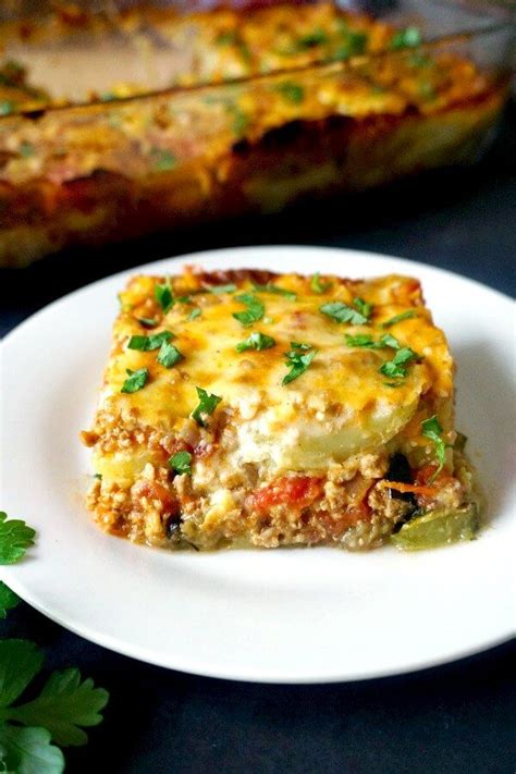 Its main ingredients are eggplants, a ground meat sauce, and. Easy Greek Moussaka with Ground Turkey | Food, Ground ...