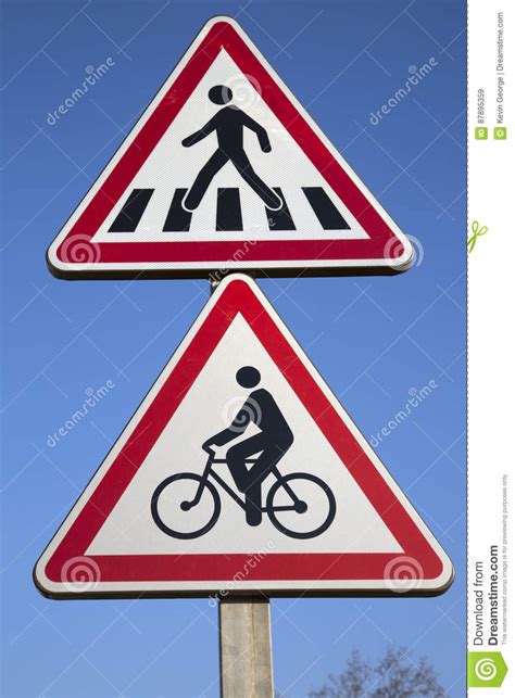 Bike And Pedestrian Crossing Sign Stock Image Image Of Pedestrian