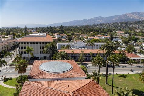 Beautiful High Angle View From Santa Barbara County Courthouse Stock