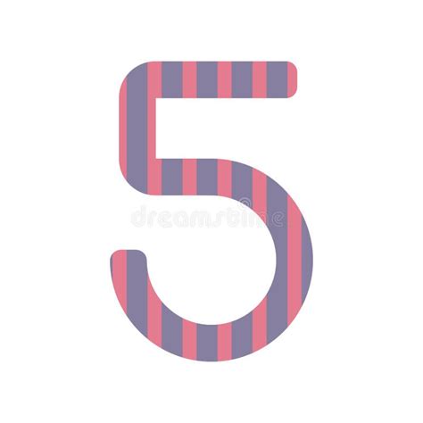 Number Five Design With Vertical Colorful Striped Stock Illustration