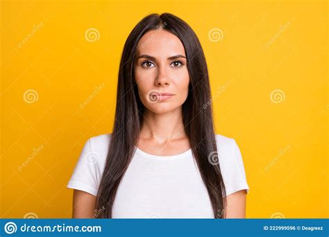 Attractive Brown Eyed Woman Posing On White Background With Smile