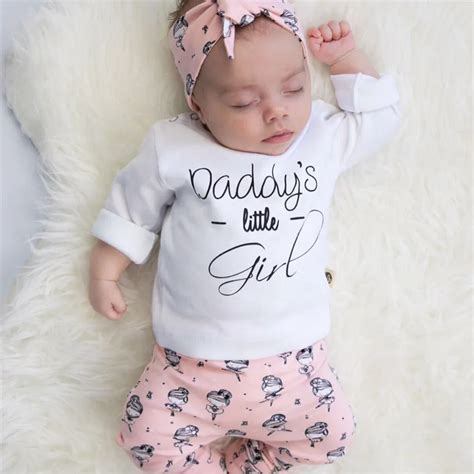 Newborn Toddler Baby Girls Clothes Outfits Set Long Sleeve Daddys