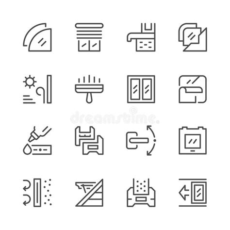Set Line Icons Of Window Stock Vector Illustration Of Efficient 94253624