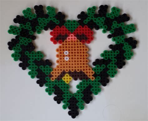 Christmas Heart Wreath Perler Beads By By Joanne Schiavoni Christmas