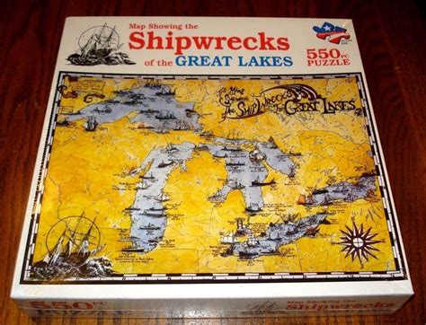 Map Showing The Shipwrecks Of The Great Lakes Puzzle New Sealed 1991