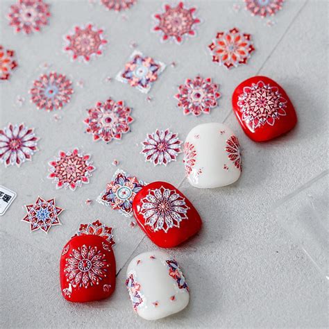 5d Red Boho Nail Art Stickers Bohemian Nail Stickers Decal Etsy
