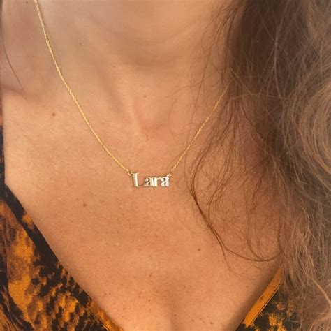 Solid Gold Necklace Name Necklace K Gold Necklace Custom Etsy
