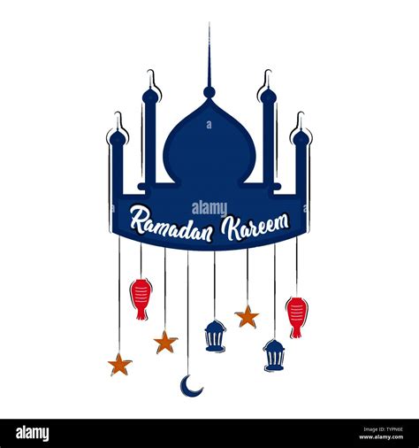 Pendant Of An Islamic Mosque With Lamps And Star Icons Ramadan Kareem