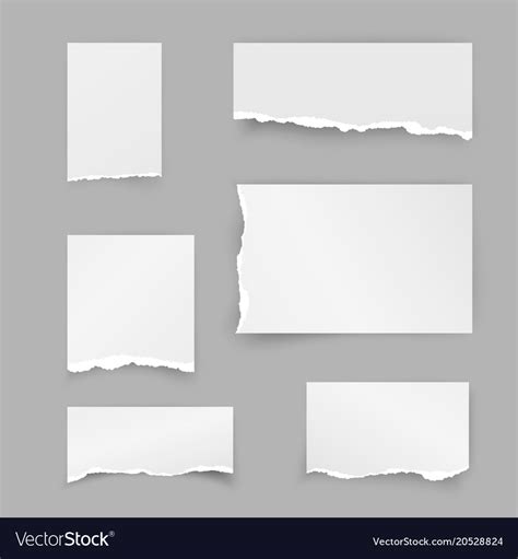 Set Torn Paper Pieces Scrap Paper Object Strip Vector Image