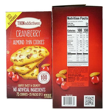 Thin Addictives Cranberry Almond Thins Crunchy 25 Pack 1 Box 127 Lb