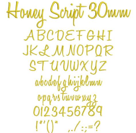 Honey Script 30mm Font Digitizing Made Easy Embroidery Fonts