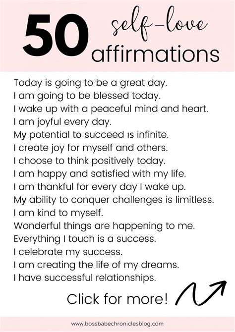 50 Positive Self Love Affirmations Affirmations Love Affirmations