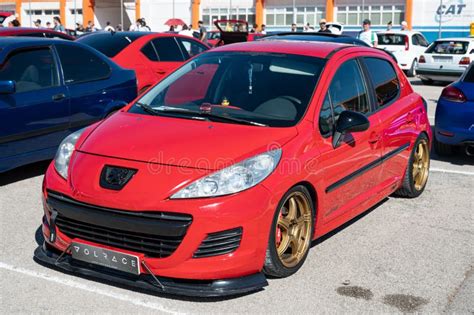 Red Peugeot 207 Parked In Street Editorial Photo Image Of Urban